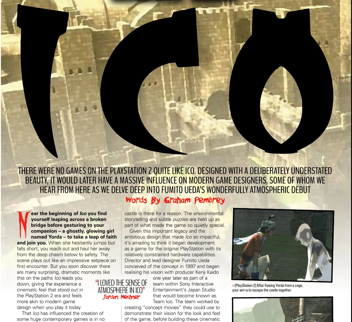 Page from a Retro Gamer magazine article on Ico